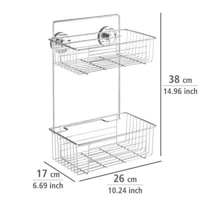 WENKO 20889100-Polica VACUUM-LOC, okrúhla oceľová, 26x38 cm, lesklý chróm