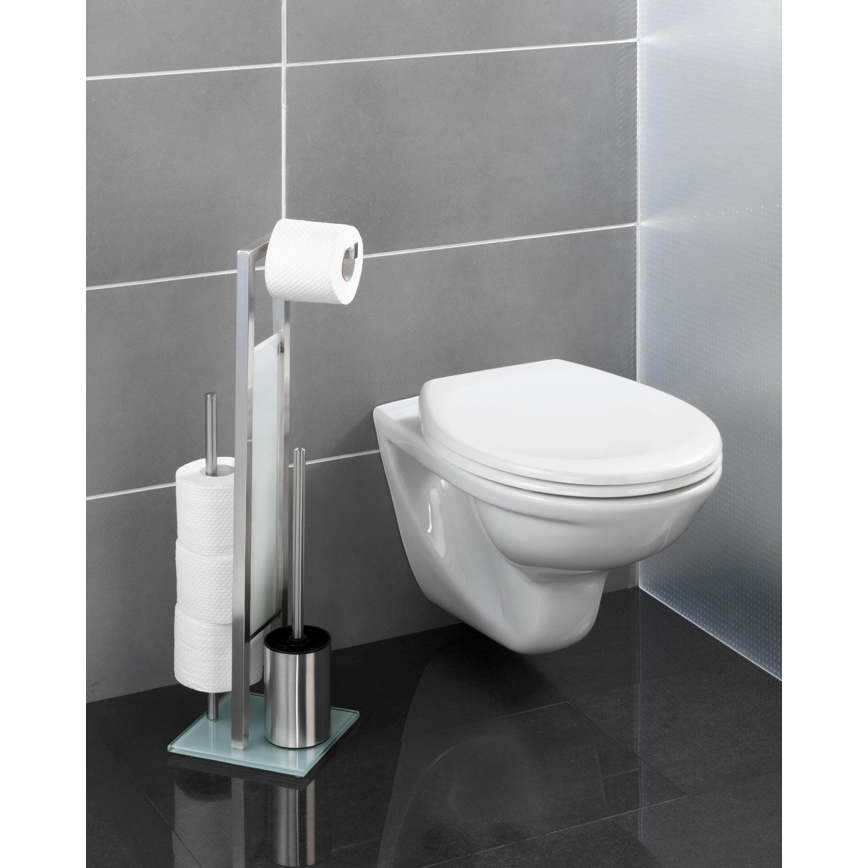 WENKO 21564100 - WC kefa RIVALTA 18x70 cm nerez/strieborná/biela/čierna