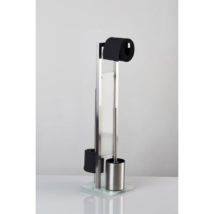 WENKO 21564100 - WC kefa RIVALTA 18x70 cm nerez/strieborná/biela/čierna