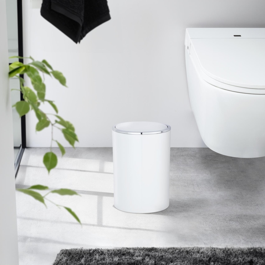 WENKO 22554100 - Kôš INCA 18,5x25,5 cm biela/lesklý chróm