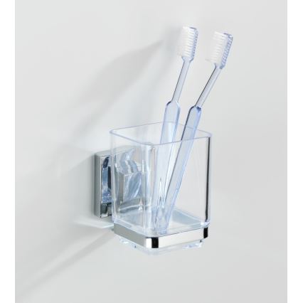 WENKO 22680100 -Pohárik VACUUM-LOC QUADRO ED 7,5x10 cm strieborný/lesklý chróm/priehľadný