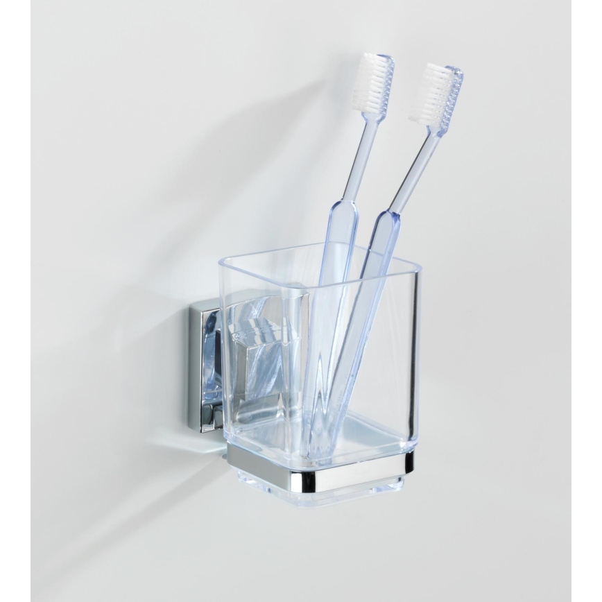 WENKO 22680100 -Pohárik VACUUM-LOC QUADRO ED 7,5x10 cm strieborný/lesklý chróm/priehľadný