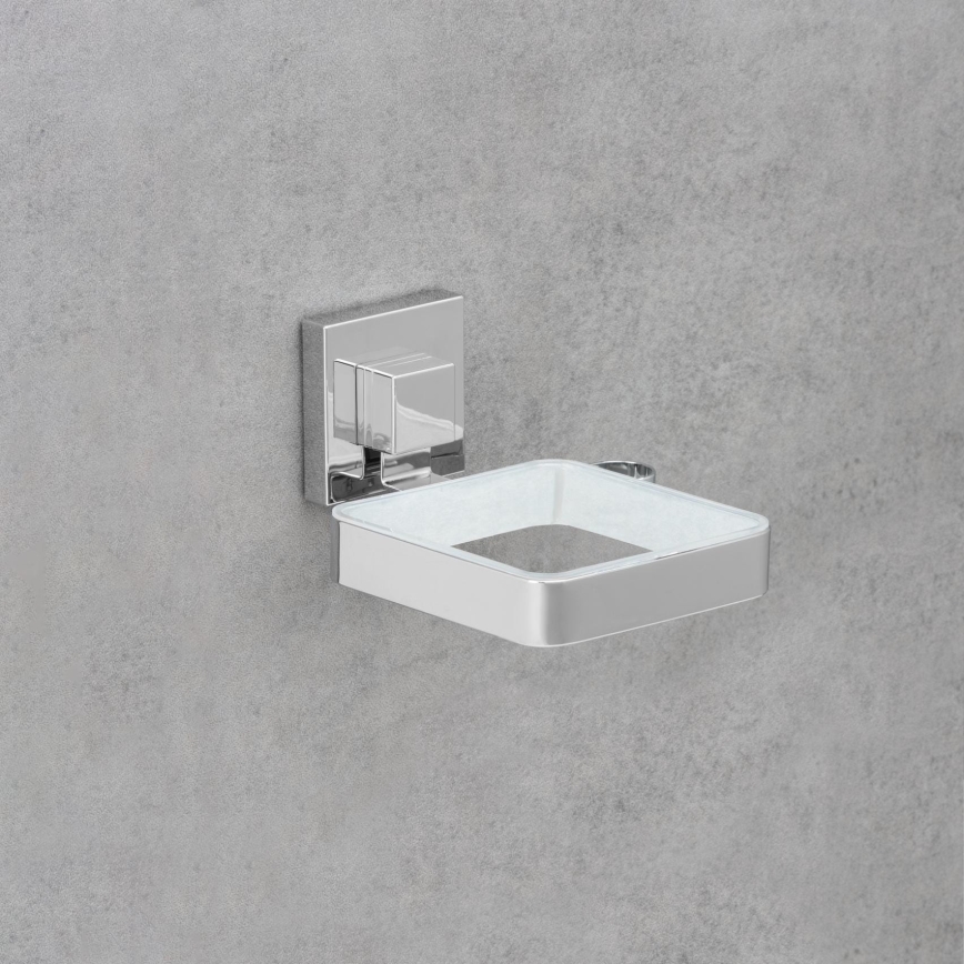 WENKO 22682100 -Držiak na fén VACUUM-LOC QUADRO ED 13,5x14 cm strieborný/chróm