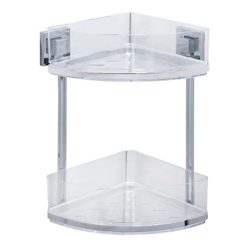WENKO 22690100-Rohová polica VACUUM-LOC QUADRO ED 28x32,5 cm strieborná/lesklý chróm