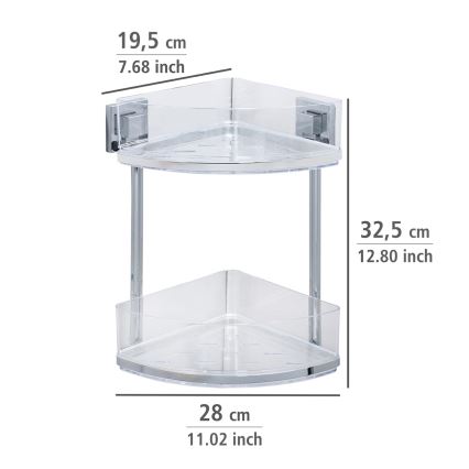 WENKO 22690100-Rohová polica VACUUM-LOC QUADRO ED 28x32,5 cm strieborná/lesklý chróm