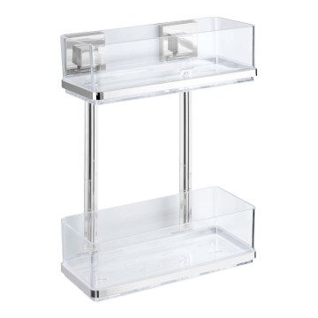 WENKO 22691100-Polica VACUUM-LOC QUADRO ED 25,5x32,5 cm strieborná/lesklý chróm/priehľadná