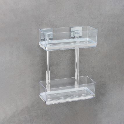 WENKO 22691100-Polica VACUUM-LOC QUADRO ED 25,5x32,5 cm strieborná/lesklý chróm/priehľadná