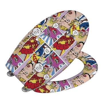 WENKO 22797100-WC toaletné sedadlo POP-ART 45x38 cm pestrofarebné/strieborné