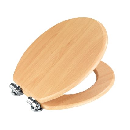 WENKO 22979100-WC sedátko PRÍRODNÝ BUK 35,5x42,5 cm hnedá/strieborná