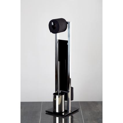 WENKO 22983100 - WC kefa RIVALTA 18x70 cm nerezová/strieborná/čierna