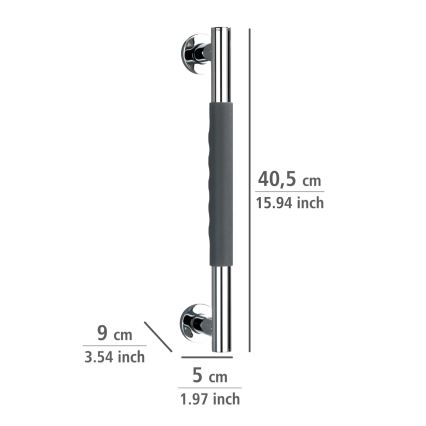 WENKO 23284100-Madlo SECURA 40,5x9 cm nerezová oceľ/antracit/lesklý chróm