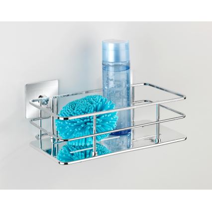 WENKO 23854800-Polica TURBO-LOC QUADRO ED. 24x14,5 cm nerezová oceľ/lesklý chróm