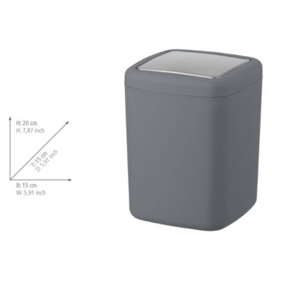 WENKO 23979100 - Odpadkový kôš BARCELONA 15x20 cm antracit/lesklý chróm