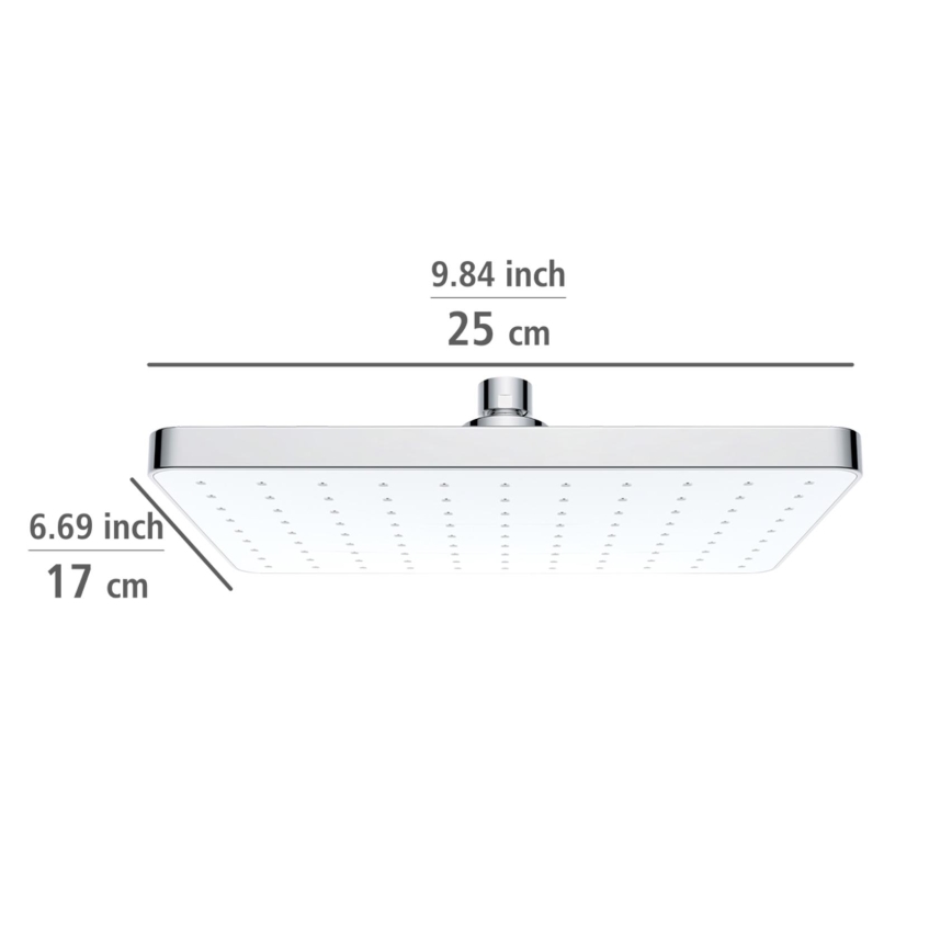 WENKO 24001100 - Sprchová hlavica AUTOMATICKÉ ČISTENIE 25x17 cm lesklý chróm/biela