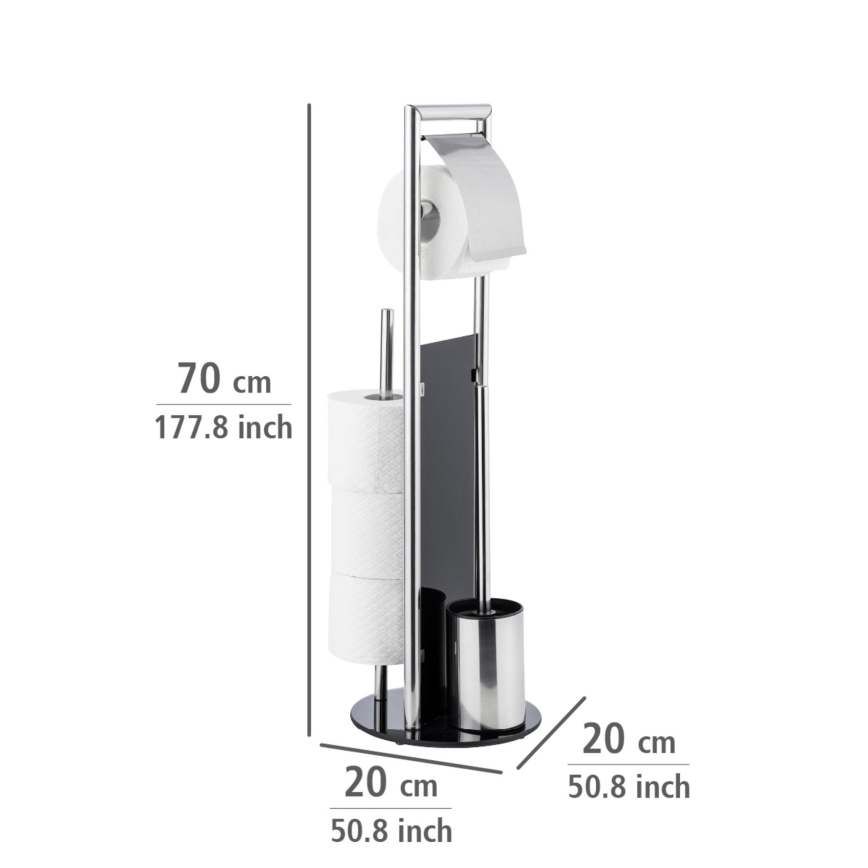 WENKO 24075800 - WC súprava RAVINA 20x707 cm nerez/strieborná/čierna