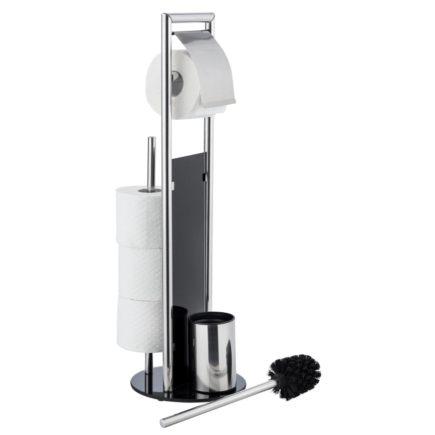 WENKO 24075800 - WC súprava RAVINA 20x707 cm nerez/strieborná/čierna