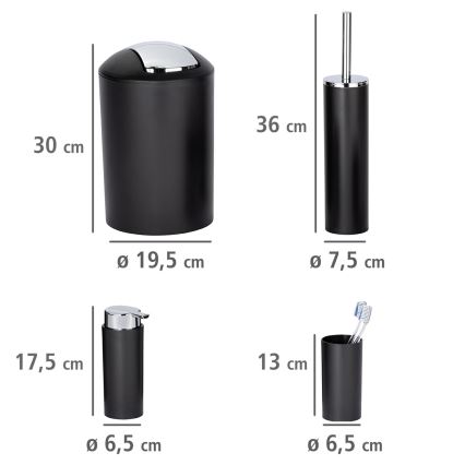 WENKO 24078800 - Sada CALVO 6,5x13 cm čierna/lesklý chróm