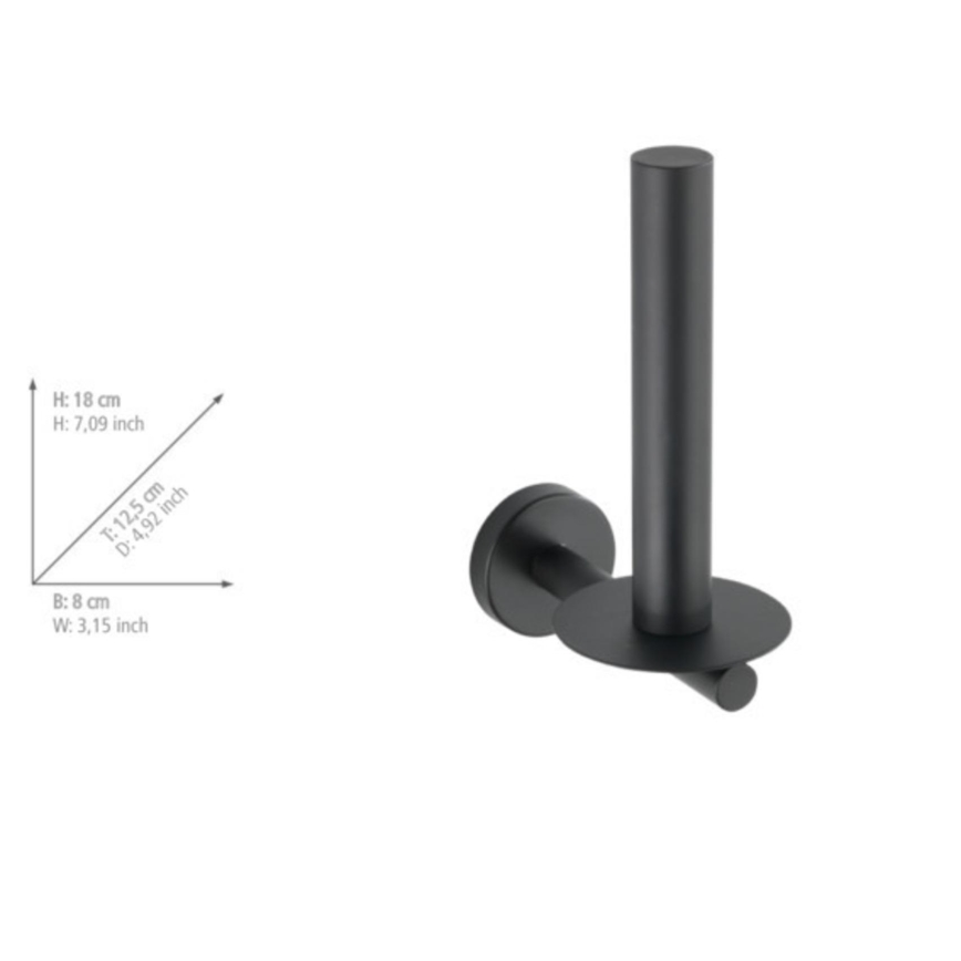 WENKO 24262100-Držiak toaletného papiera BOSIO BLACK 8x18 cm nerez/strieborný