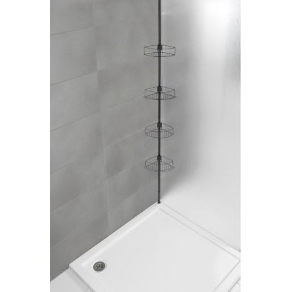 WENKO 24568100-Rohová polica DOLCEDO 31x230 cm nerez/čierna