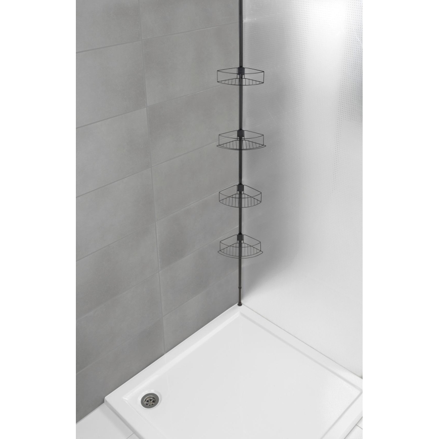 WENKO 24568100-Rohová polica DOLCEDO 31x230 cm nerez/čierna