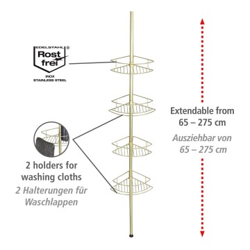WENKO 24569100-Rohová polica DOLCEDO 31x275 cm zlatá