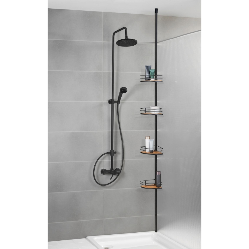 WENKO 24756100-Rohová polica DOLCEDO 31x20 cm nerez/čierna/hnedá