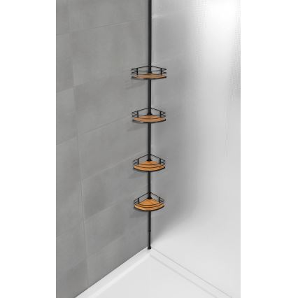 WENKO 24756100-Rohová polica DOLCEDO 31x20 cm nerez/čierna/hnedá