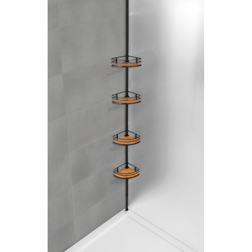 WENKO 24756100-Rohová polica DOLCEDO 31x20 cm nerez/čierna/hnedá