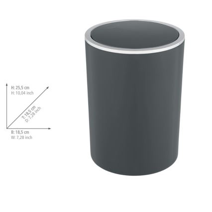 WENKO 25146100 - Kôš INCA 18,5x25,5 cm antracit/lesklý chróm