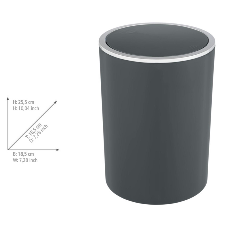 WENKO 25146100 - Kôš INCA 18,5x25,5 cm antracit/lesklý chróm
