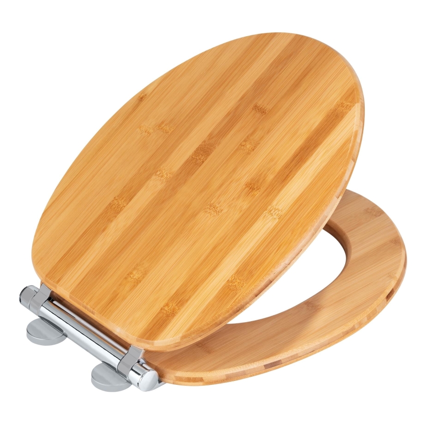WENKO 25224100 - WC sedadlo BAMBOUSA 34,5x40,5 cm hnedá/strieborná