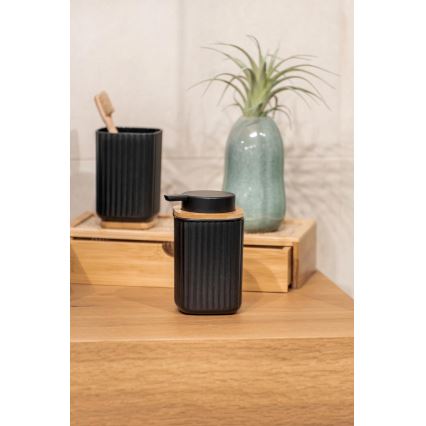 WENKO 25298100 - Dávkovač na mydlo ROTELLO 8,9x12,7 cm čierna/hnedá
