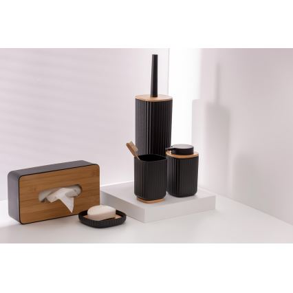 WENKO 25304100 - WC sada ROTELLO 10x36 cm čierna/hnedá