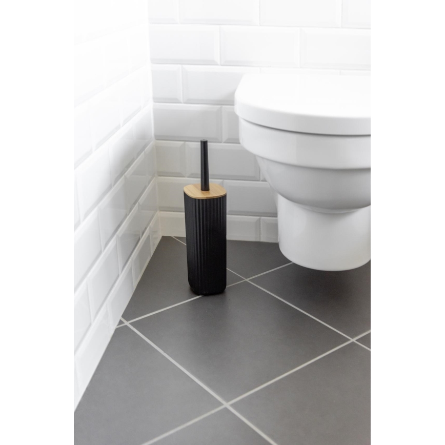 WENKO 25304100 - WC sada ROTELLO 10x36 cm čierna/hnedá