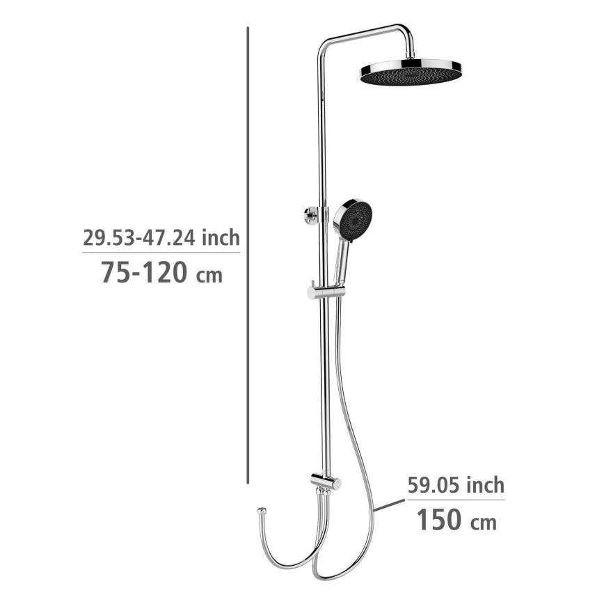 WENKO 25312100 - Sprchový stĺp SOFTWATER 12x120 cm lesklý chróm