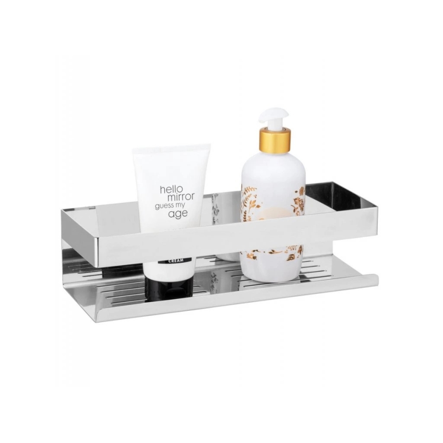 WENKO 25413100-Polica TURBO-LOC GENOVA SHINE 30x10,5 cm strieborná