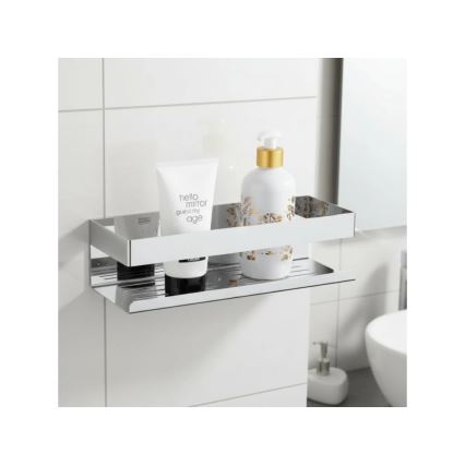 WENKO 25413100-Polica TURBO-LOC GENOVA SHINE 30x10,5 cm strieborná