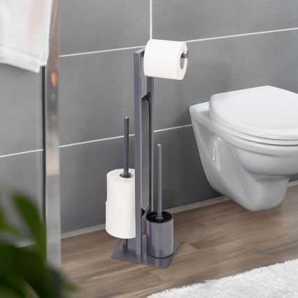 WENKO 25552100 - WC kefa RIVALTA 18x70 cm sivá/čierna