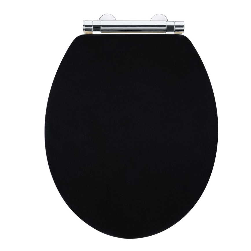 WENKO 25772100 - WC sedadlo BAMBUZA 37x44 cm čierna/hnedá/lesklý chróm