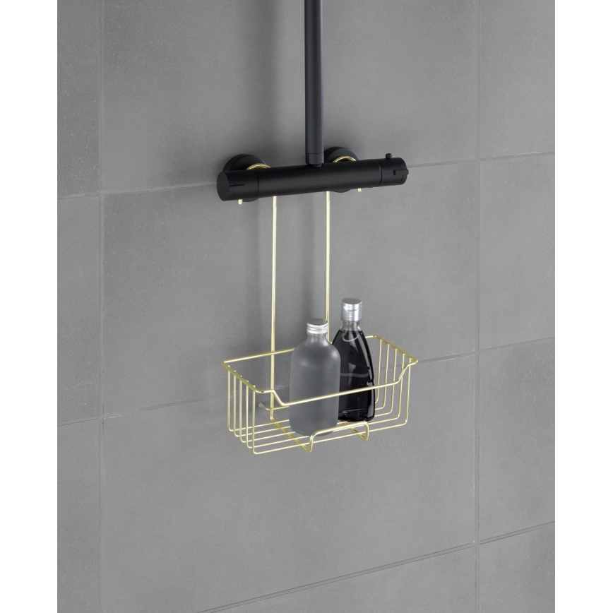 WENKO 25937100 - Sprchový kôš MILO 25x36 cm nerezová oceľ/zlatá/číra
