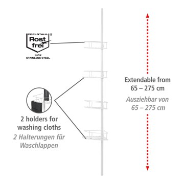 WENKO 26015100 - Rohová polica DOLCEDO 31x230 cm nerez/biela