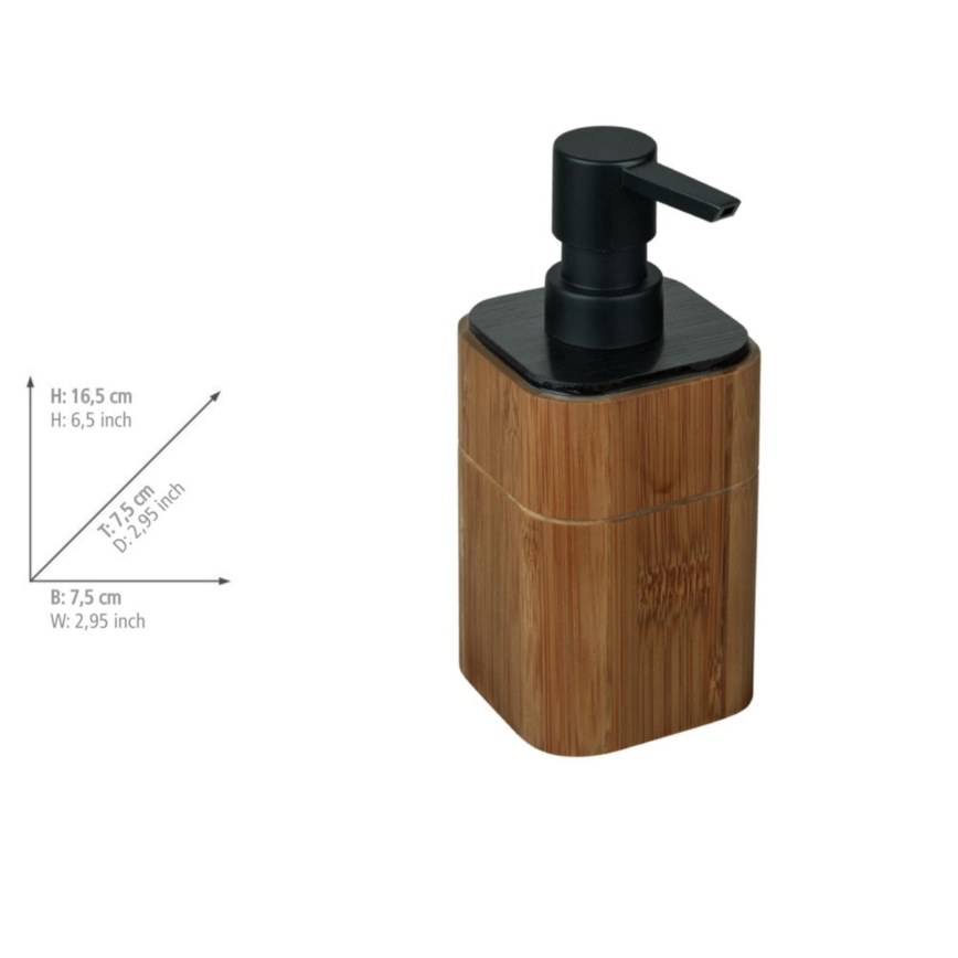 WENKO 26102100 - Dávkovač na mydlo SERRO 7,5x16,5 cm hnedý/čierny