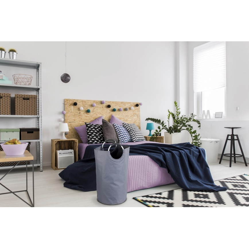 WENKO 3440803100 - Kôš na prádlo JUMBO 38x72 cm antracit/strieborná/čierna