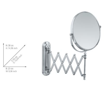 WENKO 3656241100 - Kozmetické zrkadlo TELESCOPE DELUXE 23 x 38 cm, lesklý chróm
