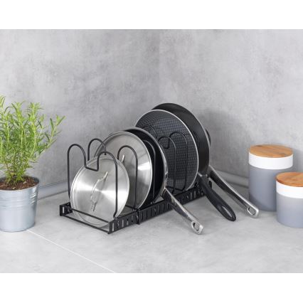 WENKO 53149100 - Držiak na pokrievky a panvice 18x18 cm čierny