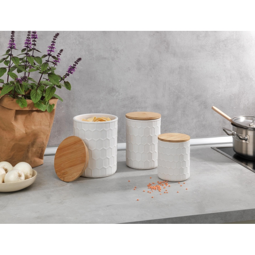 WENKO 54222100 - Úložný box MAYA 13x17 cm biela/hnedá