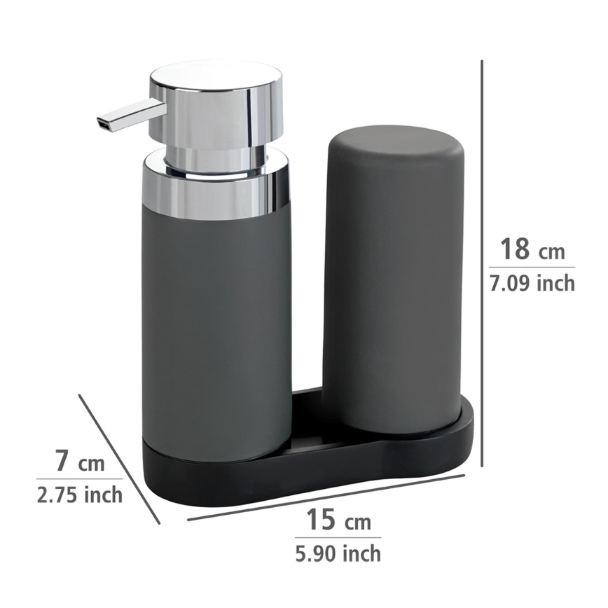 WENKO 54735100 - Umývacia stanica EASY SQUEEZ-E 15x18 cm šedá/šedá