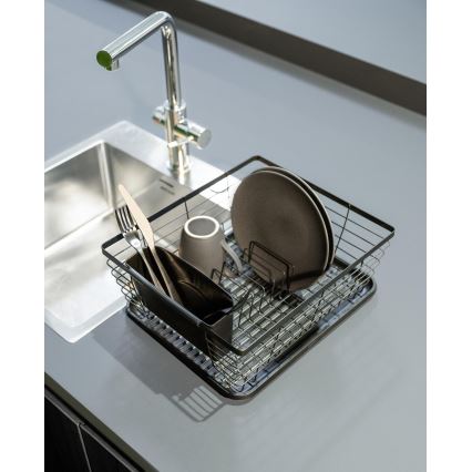 WENKO 54766100 - Odkvapávač na riad BLACK OUTDOOR KITCHEN 36x30 cm čierna/čierna