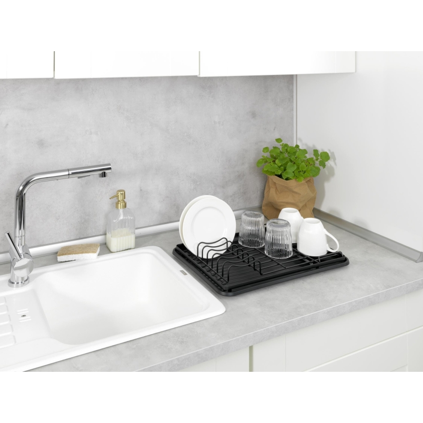 WENKO 54798100 - Odkvapkávač na riad AMY 42,5x31,5 cm čierny