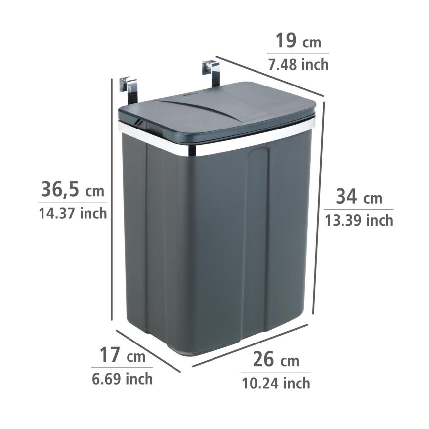 WENKO 54903100 - Kôš zavesiteľný na dvere 26x36,5 cm sivá/strieborná